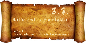 Balázsovits Henrietta névjegykártya