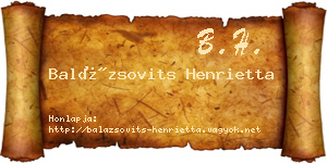 Balázsovits Henrietta névjegykártya